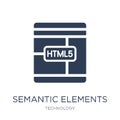 Semantic elements icon. Trendy flat vector Semantic elements icon on white background from Technology collection