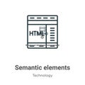 Semantic elements outline vector icon. Thin line black semantic elements icon, flat vector simple element illustration from