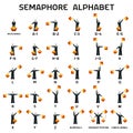 Semaphore alphabet flags on a white background