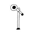Semaphore icon, sticker. sketch hand drawn doodle style. minimalism, monochrome. railroad signal