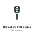 Semaphore traffic lights outline vector icon. Thin line black semaphore traffic lights icon, flat vector simple element
