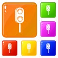 Semaphore trafficlight icons set vector color Royalty Free Stock Photo