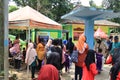 Semarang, December 2022. Visitors, parents and children, enjoy a tour of the Semarang Zoo
