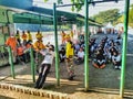 Semarang, Indonesia, October 3, 2020: Someone is having a graduation exam for military service.