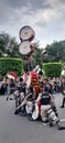 On Main Street, the police academy marching band performs. Royalty Free Stock Photo