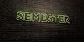 SEMESTER -Realistic Neon Sign on Brick Wall background - 3D rendered royalty free stock image