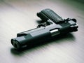 Semi automatic .45 ACP caliber pistol Royalty Free Stock Photo
