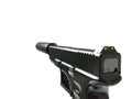 Semi - automatic modern tactical handgun with silencer - first person right hand view Royalty Free Stock Photo