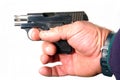 Semi-automatic pistol in hand