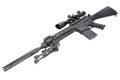 semi automatic sniper rifle with bipod and silencer Royalty Free Stock Photo