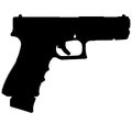 Semi caliber 9 mm Glock 18C Standard 9 mm Luger handgun, pistols for police and army, special forces. Realistic silhouette