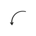 Semi circle arrow. Semicircular rounded curved geometric thin long arrow. Royalty Free Stock Photo