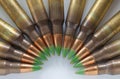 Semi circle of bullets with green tips