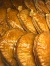 Semi circle shape golden brown pastry