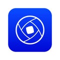 Semi-closed lens icon digital blue