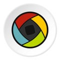 Semi-closed lens icon circle