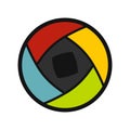 Semi-closed lens icon, flat style