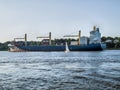 Ship leaving the Port of Hamburg Royalty Free Stock Photo
