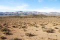 Semi-desert region with mountains and blue sky