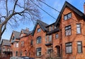 Semi-detached brick houses with gables Royalty Free Stock Photo