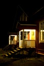 Semi-detached homes at night