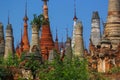 Semi dilapidated and restoted stupas of ancient pagodas