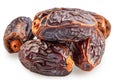 Semi-dry dates, or date palm fruits isolated on white background. File contains clipping path