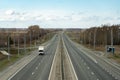 The semi-empty highway is quarantined. Reduced traffic due to a virus outbreak