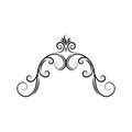 Semi-oval flourish swirl frame. Decorative page border. Filigree divider. Calligraphy design element. Vector. Royalty Free Stock Photo