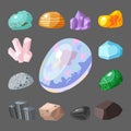 Semi precious gemstones stones and mineral stone isolated dice colorful shiny crystalline vector illustration Royalty Free Stock Photo