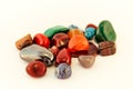 Semi precious stones / Crystal Stone Types / healing stones, worry stones, palm stones, ponder stones. Royalty Free Stock Photo