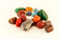 Semi precious stones / Crystal Stone Types / healing stones, worry stones, palm stones, ponder stones. Royalty Free Stock Photo