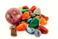 Semi precious stones / Crystal Stone Types / healing stones, worry stones, palm stones, ponder stones. Royalty Free Stock Photo