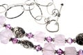 Semi-precious Stones With Sterling Silver Chain And Clasp On Whie Background