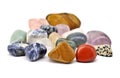 Semi precious stones on white background. Close up. Royalty Free Stock Photo