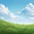 Semi-realistic Grass Sky Scene - Vector Background Royalty Free Stock Photo