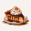 Semi-realistic Pumpkin Pie With Chocolate - Vector Illustration Royalty Free Stock Photo
