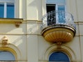 Semi round balcony on old classical european residential building Royalty Free Stock Photo