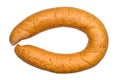Semi-smoked chicken sausage on a white background Royalty Free Stock Photo