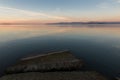 Semi-submerged pier at dusk Royalty Free Stock Photo