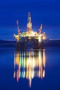 Semi Submersible Oil Rig during Sunrise at Cromarty Firth