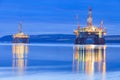 Semi Submersible Oil Rig during Sunrise at Cromarty Firth