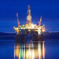 Semi Submersible Oil Rig during Sunrise at Cromarty Firth