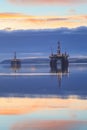 Semi Submersible Oil Rig during Sunrise at Cromarty Firth