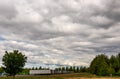 Semi Tractor trailers in parking lot Royalty Free Stock Photo