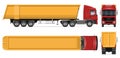 Semi-trailer dump truck vector mockup. Isolated vehicle template side, front, back, top view Royalty Free Stock Photo