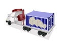 Semi-Trailer Loading Wooden Crates in Cargo Contai