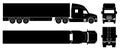 Semi trailer truck black icons vector illustration