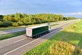Semi-trailer Truck driving along highway. MALTRANS CARGO International Freight Promoters By Air, Sea & Land. BELARUS, MINSK -