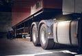 Semi Trailer Truck the Parking Maintenance Truck Wheels Tires. Fuel Tank Truck. Industry Cargo Freight Trucks Transport. Royalty Free Stock Photo